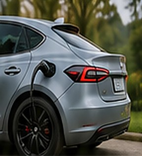 Electric car plugged in to charge